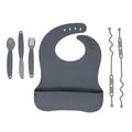 Busy Baby Silicone Baby Bib with Food Catcher, Utensils and Straps – BPA-Free Toddler Bib