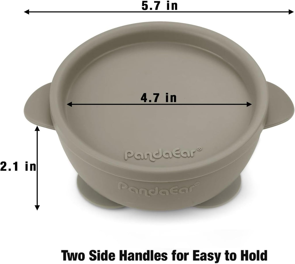 PandaEar 3 Pack Baby Suction Bowls with Lids – Stay Put Silicone Toddler Bowls for Self-Feeding & Travel