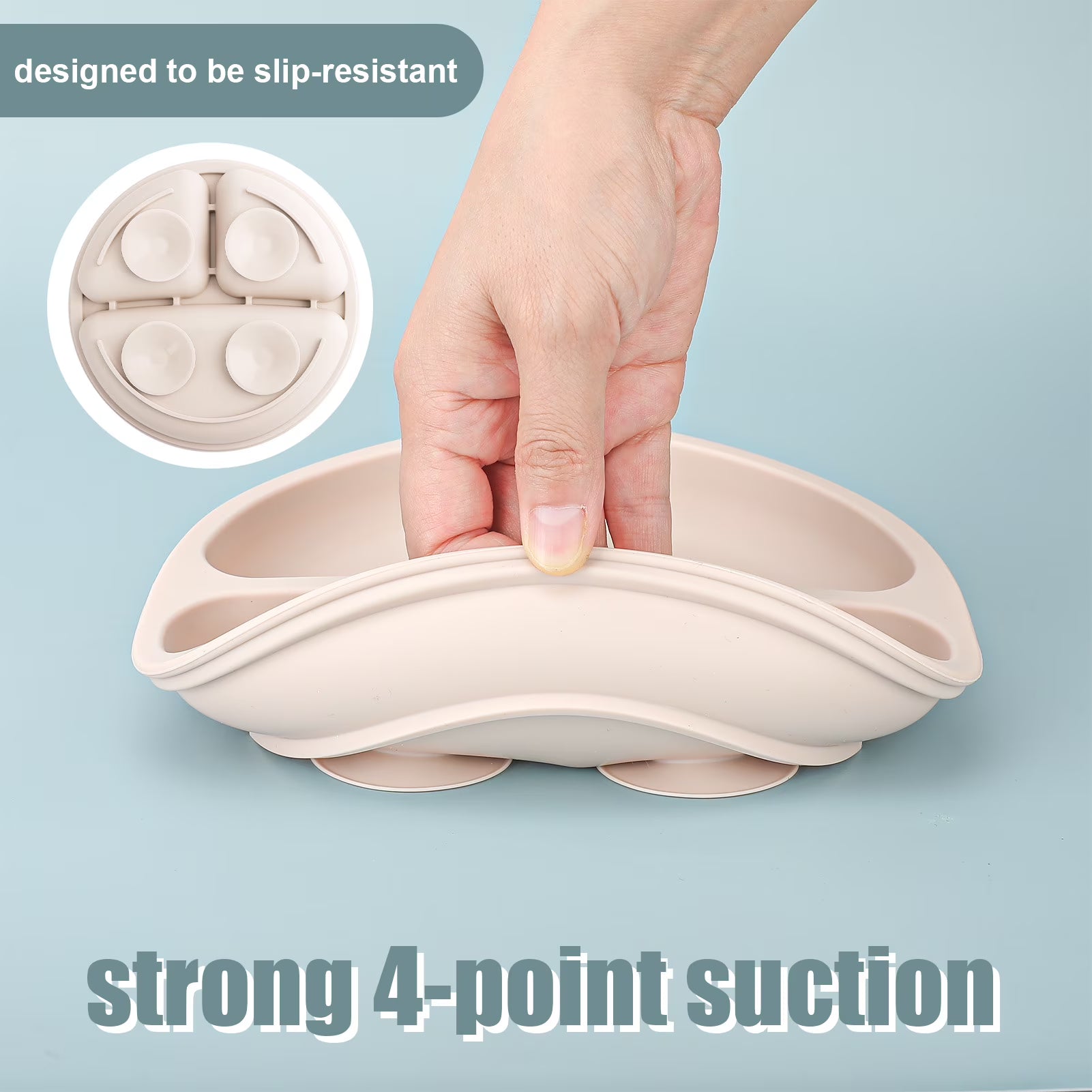 Armscye 3 Pack Suction Toddler Plates – Divided Silicone Plates for Self-Feeding Training