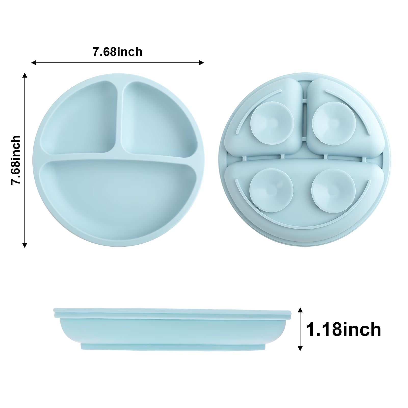 Armscye 3 Pack Suction Toddler Plates – Divided Silicone Plates for Self-Feeding Training