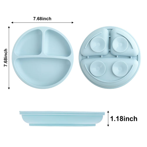 Armscye 3 Pack Suction Toddler Plates – Divided Silicone Plates for Self-Feeding Training
