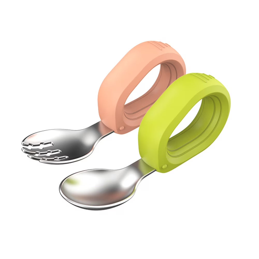 Baby Self-Feeding Training Spoon and Fork Set – BPA-Free Baby Utensils