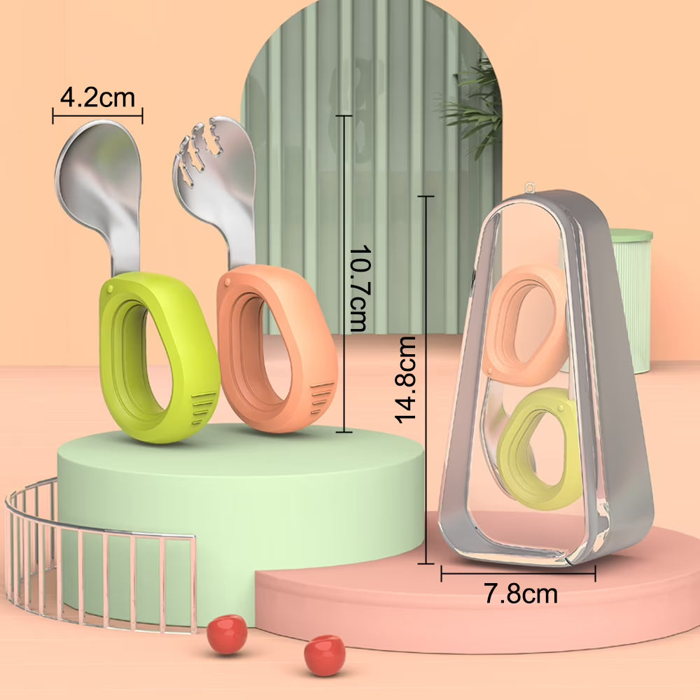 Baby Self-Feeding Training Spoon and Fork Set – BPA-Free Baby Utensils