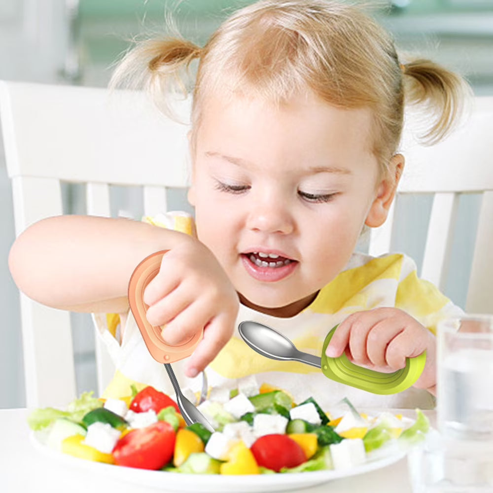 Baby Self-Feeding Training Spoon and Fork Set – BPA-Free Baby Utensils
