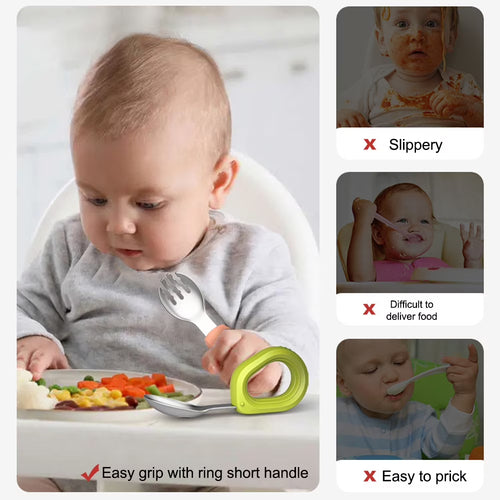 Baby Self-Feeding Training Spoon and Fork Set – BPA-Free Baby Utensils