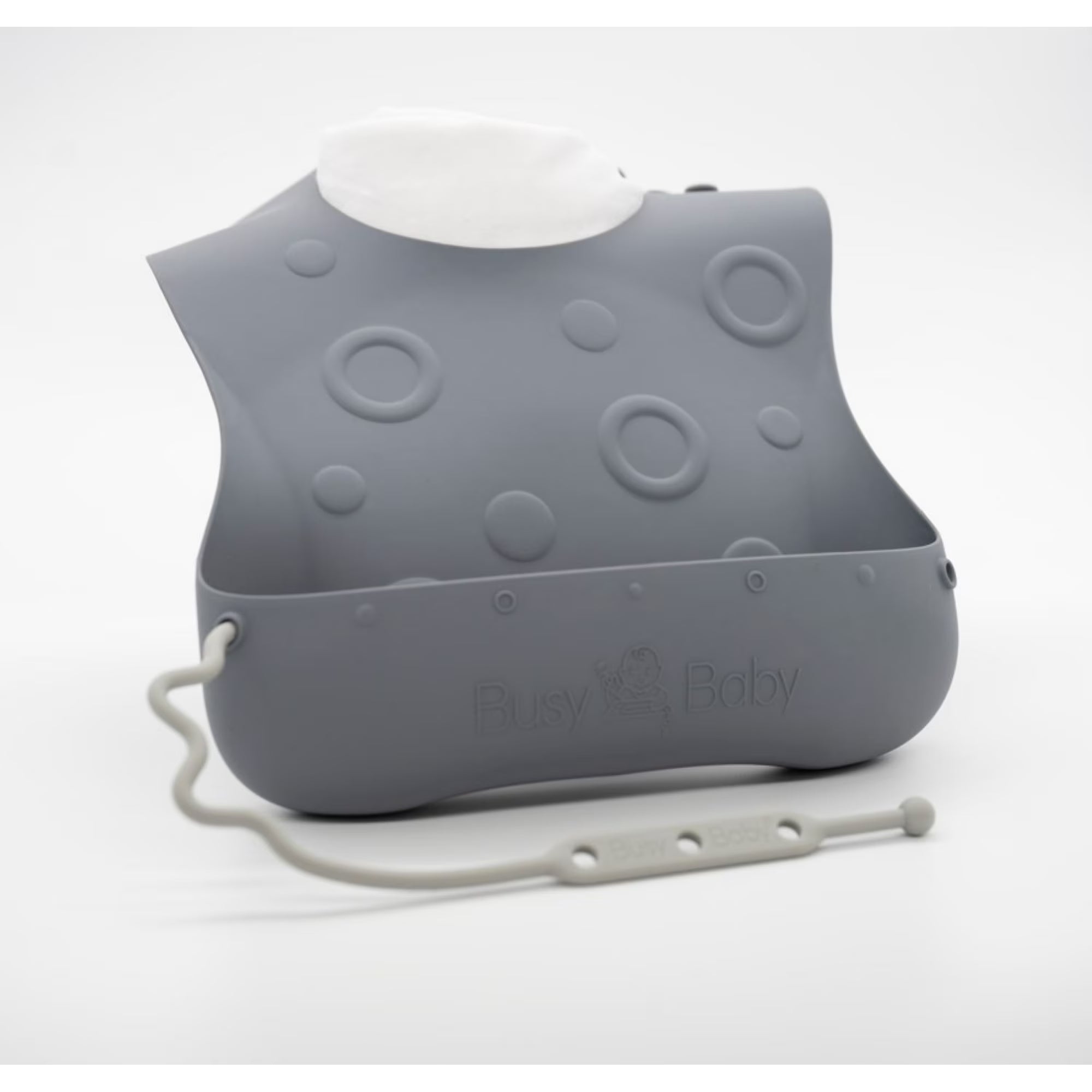 Busy Baby Silicone Baby Bib with Food Catcher, Utensils and Straps – BPA-Free Toddler Bib