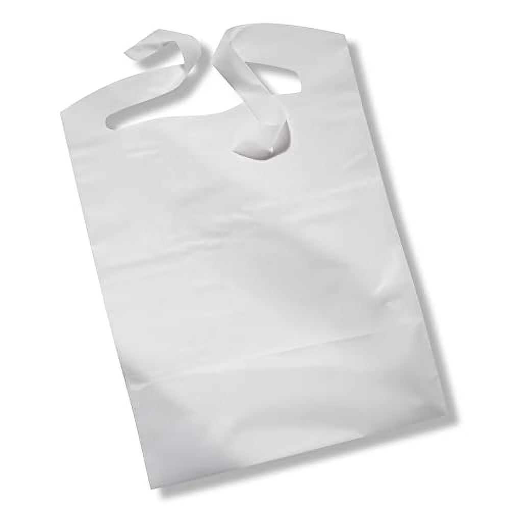 100 Pack Disposable Baby Bibs with Crumb Catcher – Waterproof Full Coverage Feeding Bibs