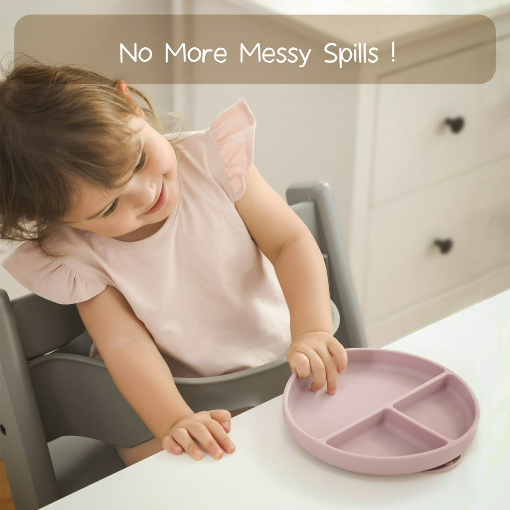 Benoxine Silicone Suction Plates & Baby Bib Feeding Set – 7Pcs BPA-Free Silicone Meal Set