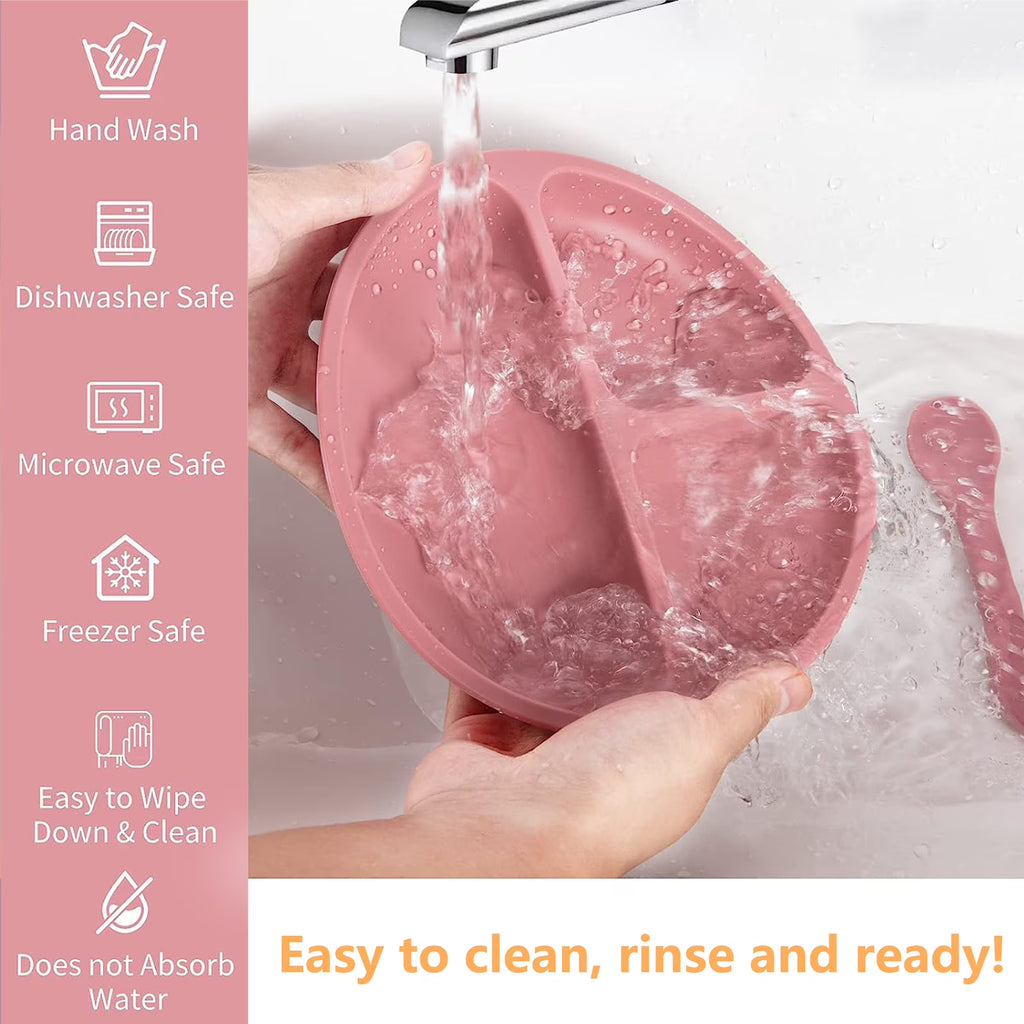Benoxine Silicone Suction Plates & Baby Bib Feeding Set – 7Pcs BPA-Free Silicone Meal Set