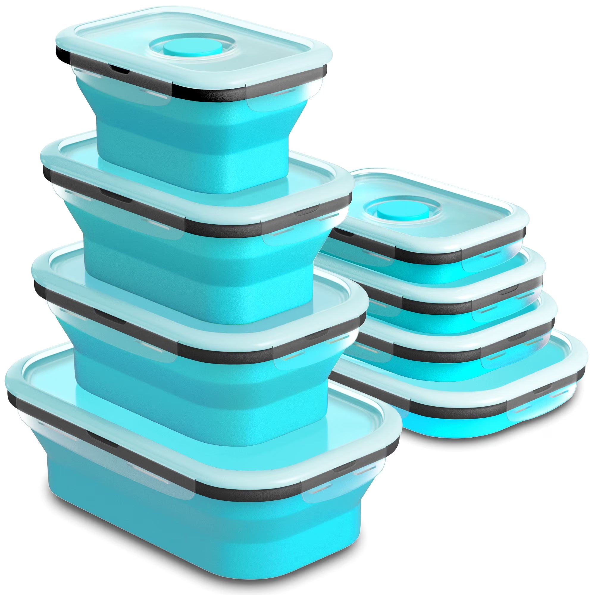 Set of 4 Collapsible Foldable Silicone Food Storage Containers with Airtight Lids – BPA-Free Meal Prep Boxes