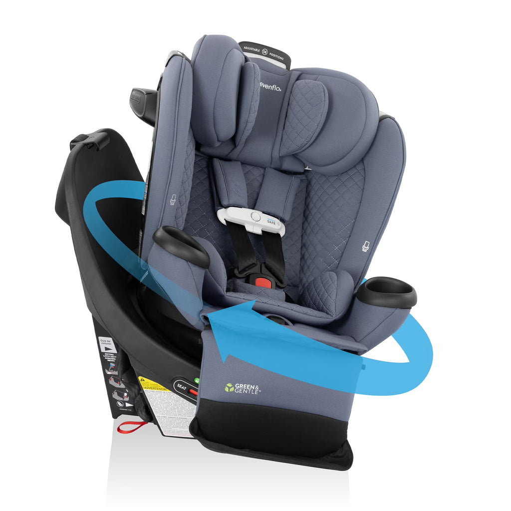 Evenflo Revolve360 Extend All-in-One Rotating Car Seat with Green & Gentle Fabric – Flint