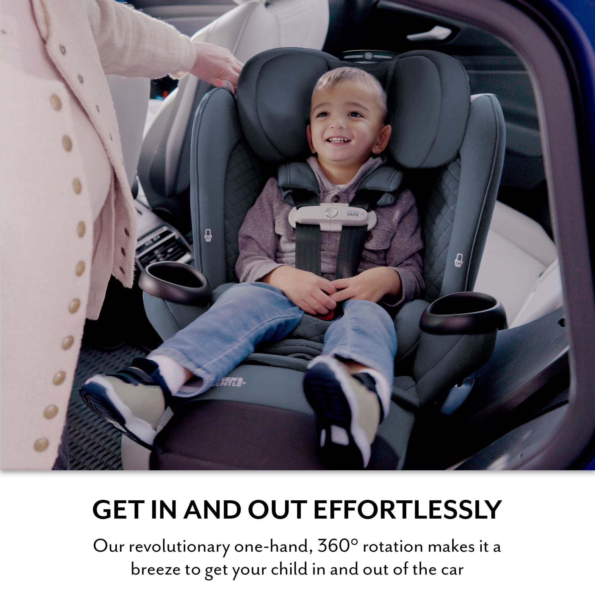Evenflo Revolve360 Extend All-in-One Rotating Car Seat with Green & Gentle Fabric – Flint