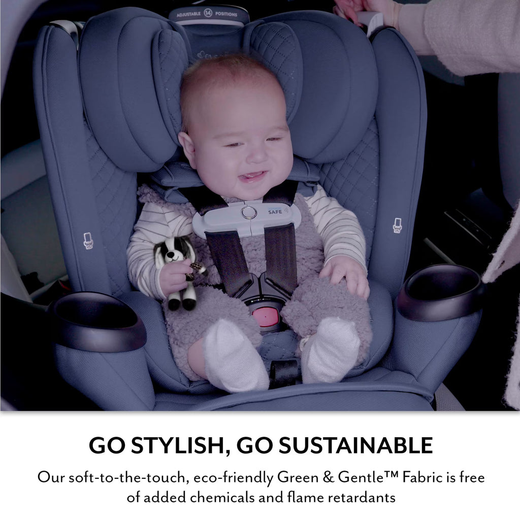 Evenflo Revolve360 Extend All-in-One Rotating Car Seat with Green & Gentle Fabric – Flint