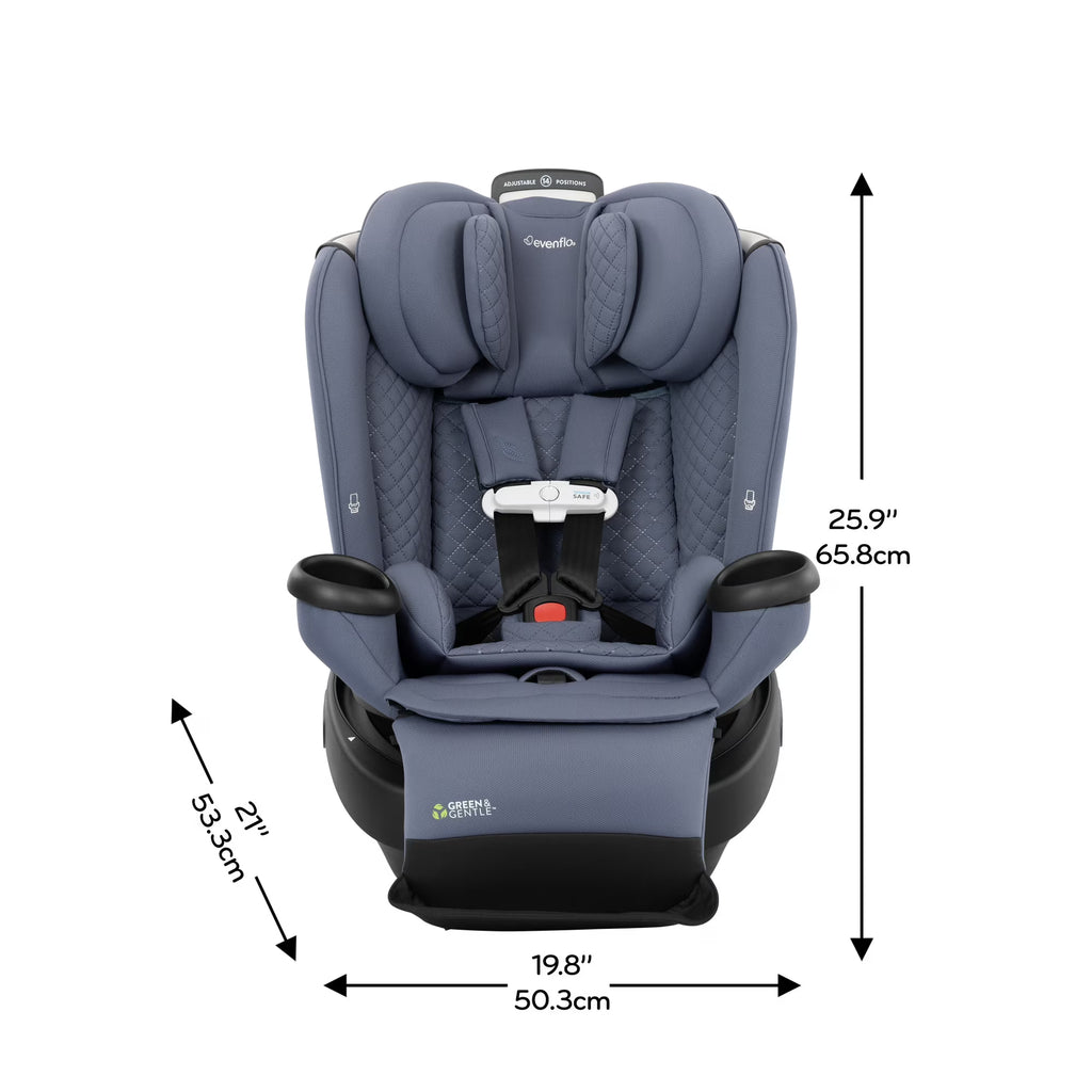 Evenflo Revolve360 Extend All-in-One Rotating Car Seat with Green & Gentle Fabric – Flint