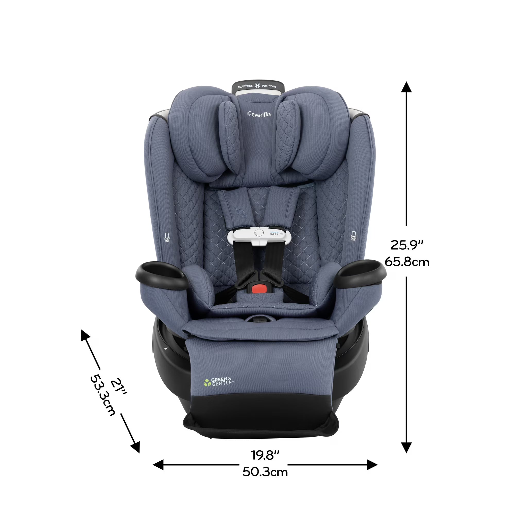 Evenflo Revolve360 Extend All-in-One Rotating Car Seat with Green & Gentle Fabric – Flint