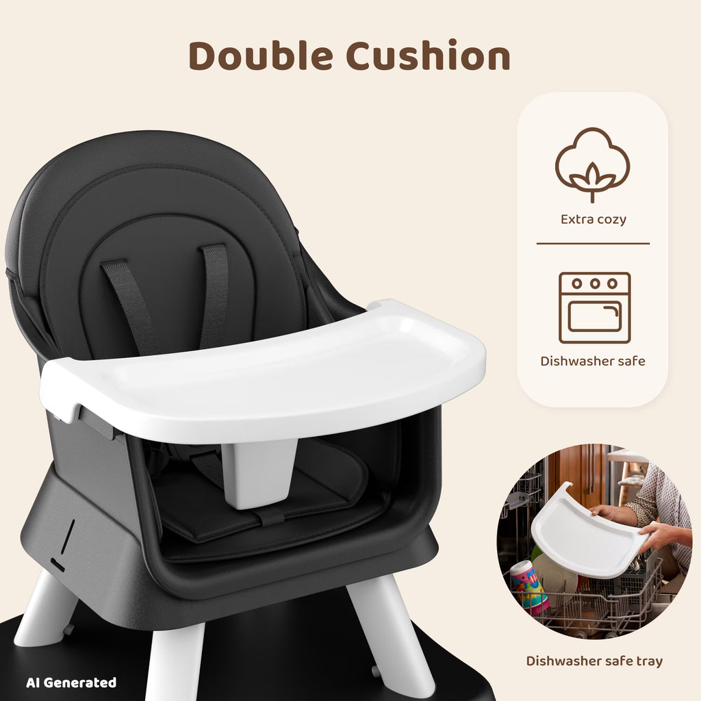 AILEEKISS 8-in-1 Baby High Chair, Toddler Booster Seat with Dishwasher-Safe Tray
