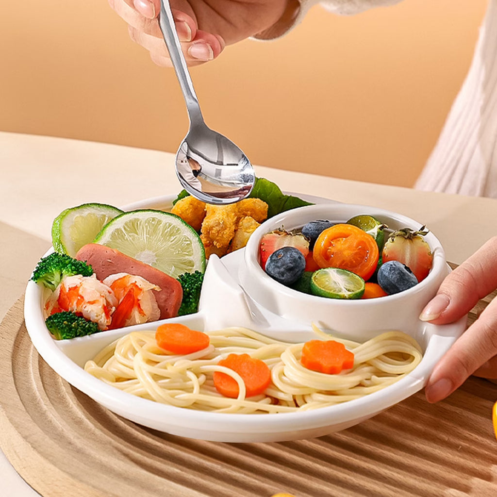 FHBVT 4-Color Food Grade Divided Plates with Anti-Spill Non-Slip Base